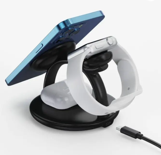 Choetech Induktive Ladestation für iPhone, AirPods, Apple Watch 3-in-1, schwarz – Bild 2
