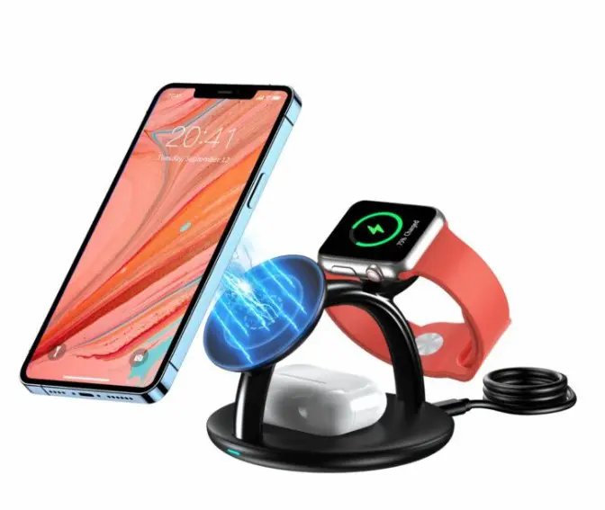 Choetech Induktive Ladestation für iPhone, AirPods, Apple Watch 3-in-1, schwarz – Bild 3