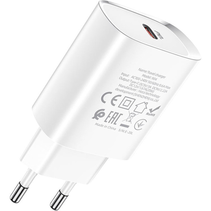 HOCO N14 Smart Charger 1xUSB-C, PD20W Weiss – Bild 4