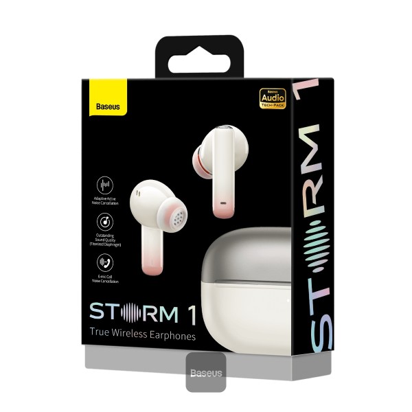 Baseus True Wireless Earphones Storm 1 - V5.2 IP64 45dB ANC-Modus Schnellladefunktion Weiss – Bild 7