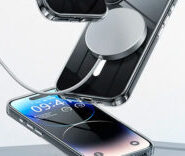 Magsafe-Hülle + drehbarer Ständer für iPhone 16 Pro Max 6,9″ Transparent USAMS – Bild 2