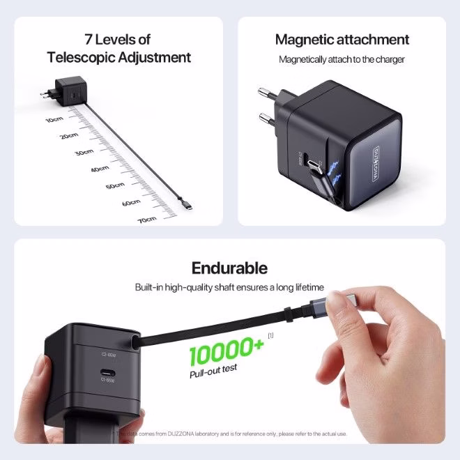 Duzzona - T10 PD 65W Schnellladegerät mit USB-C-Anschluss- Schwarz – Bild 4