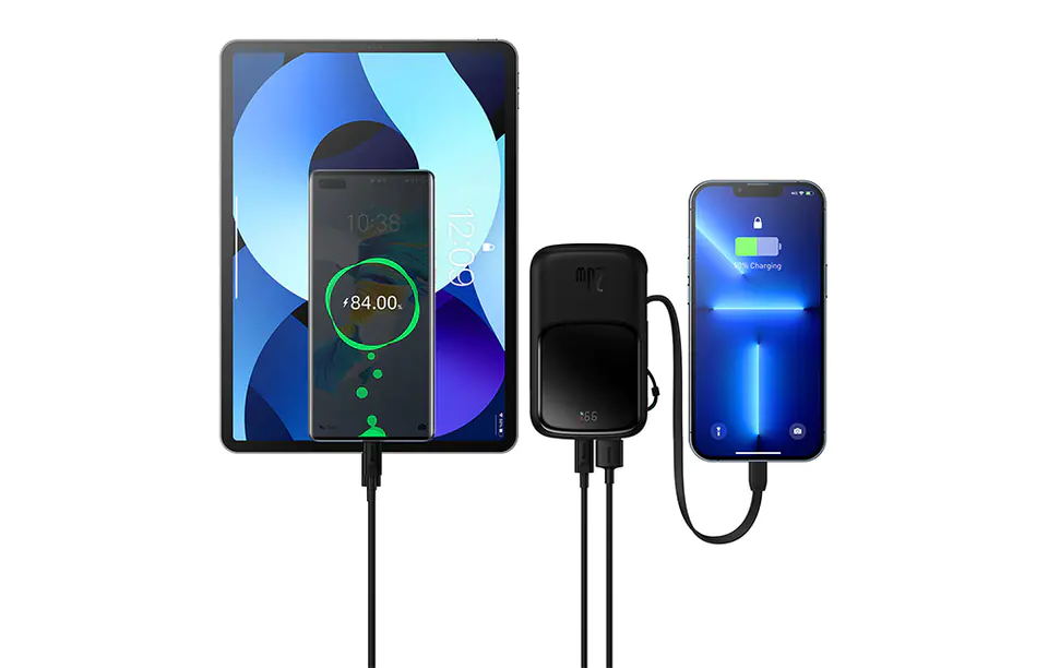 Baseus Qpow Pro Powerbank mit USB-C-Anschluss, USB-C-Kabel, 10000 mAh Kapazität, 22,5 W Leistung, schwarz – Bild 10