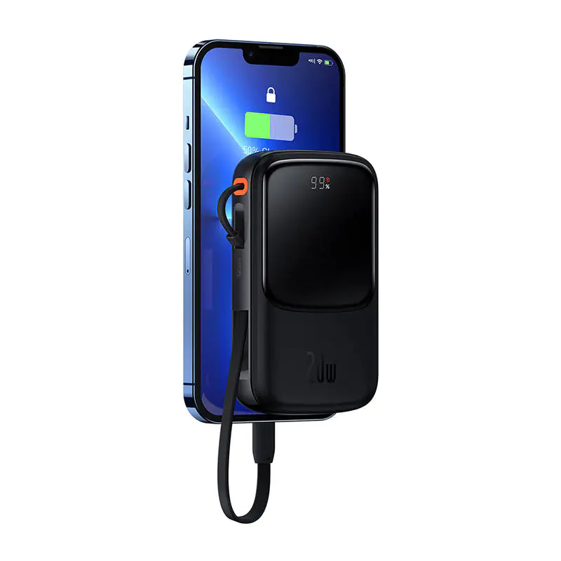 Baseus Qpow Pro Powerbank mit USB-C-Anschluss, USB-C-Kabel, 10000 mAh Kapazität, 22,5 W Leistung, schwarz – Bild 9