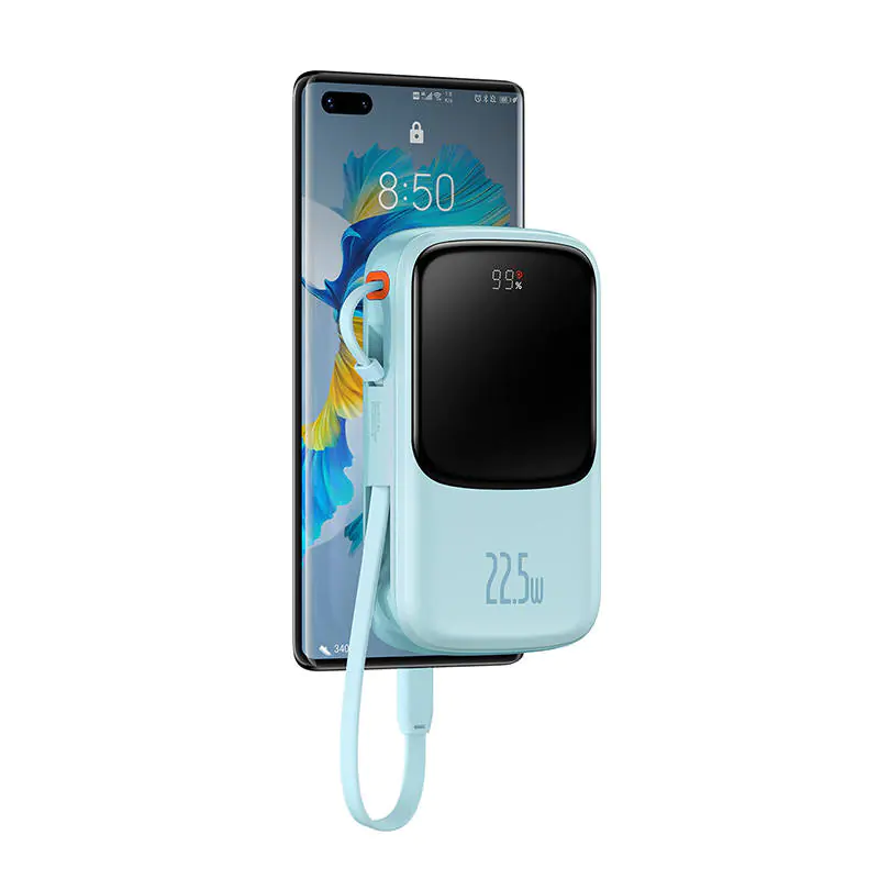 Baseus Qpow Pro Powerbank mit USB-C-Anschluss, USB-C-Kabel, 10000 mAh Kapazität, 22,5 W Leistung, blau – Bild 5