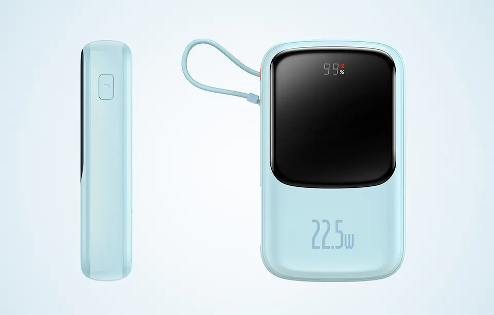 Baseus Qpow Pro Powerbank mit USB-C-Anschluss, USB-C-Kabel, 10000 mAh Kapazität, 22,5 W Leistung, blau – Bild 2
