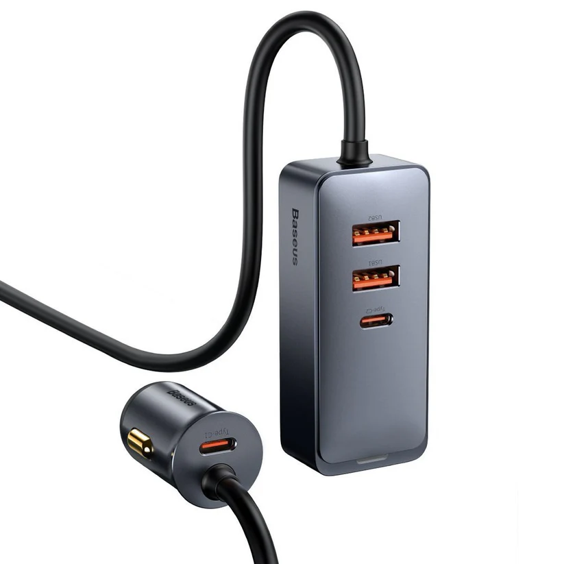 Baseus Share Together Autoladegerät, 120W, 3A, 2 x USB-A - 2 x USB-C, Grau CCBT-A0G – Bild 2